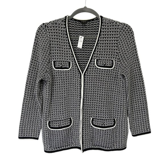 NEW Talbots Tweed Sweater Jacket Women's Size 1X Black White - Picture 1 of 9